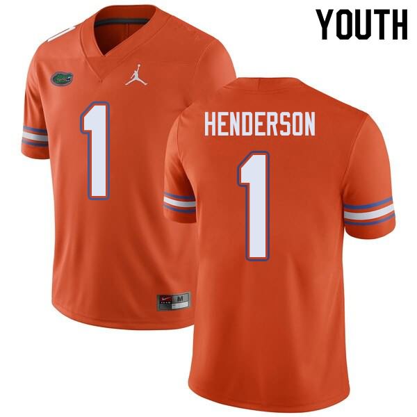 Youth NCAA Florida Gators CJ Henderson #1 Stitched Authentic Jordan Brand Orange College Football Jersey EFP4665LF